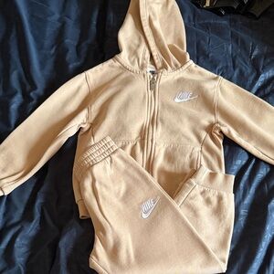 Nike Kids Tan Hooded Zip Sweatshirt and Joggers Set Size 5T